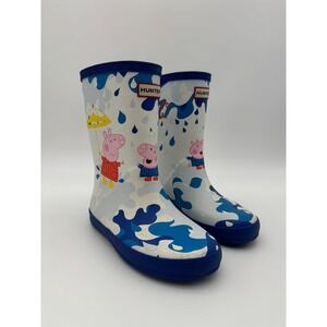 Hunter Peppa Pig Muddy Puddles Rain Boots Blue US 12 Boys / 13 Girls